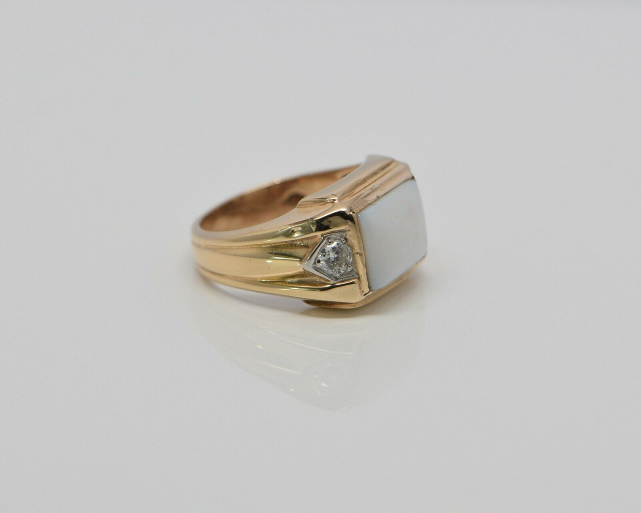 Vintage 10K White and Yellow Gold E Monogram Ring Circa 1940