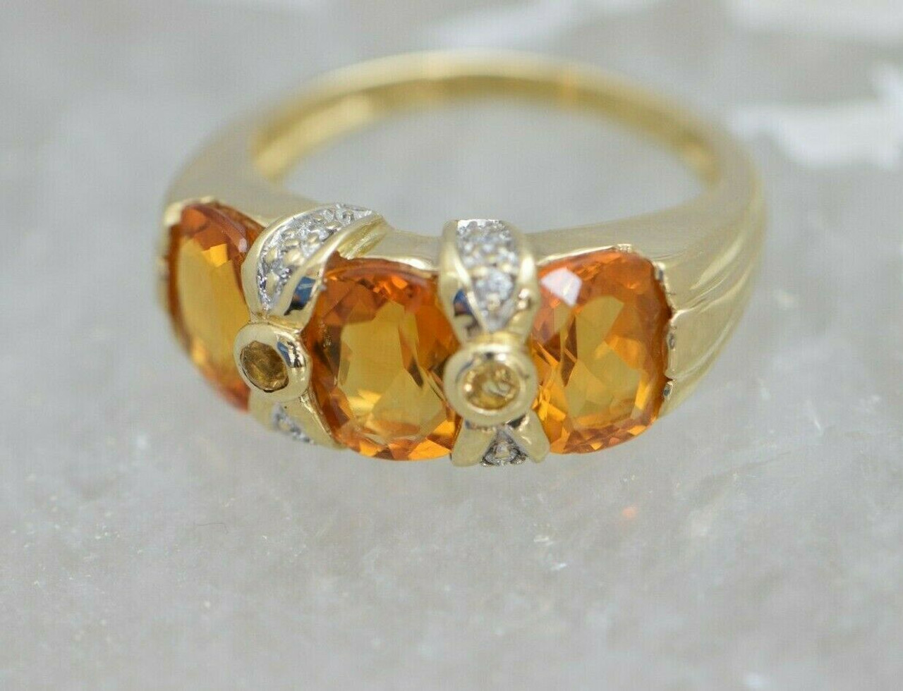 Honey Citrine Diamond 14 Karat Yellow Gold Cocktail Ring