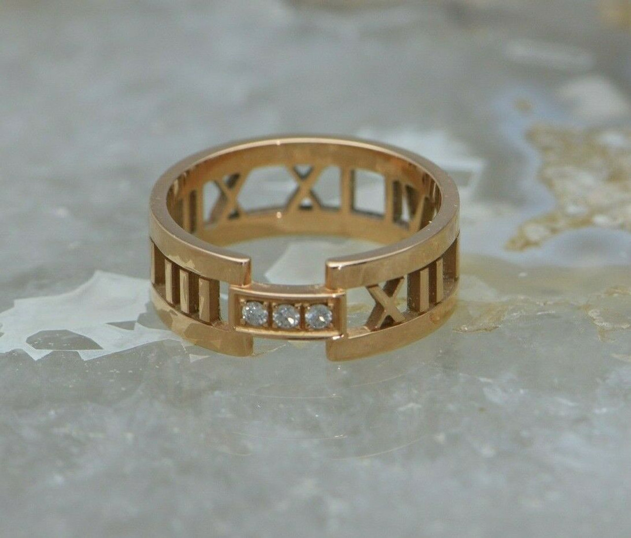 tiffany rose gold roman numeral ring