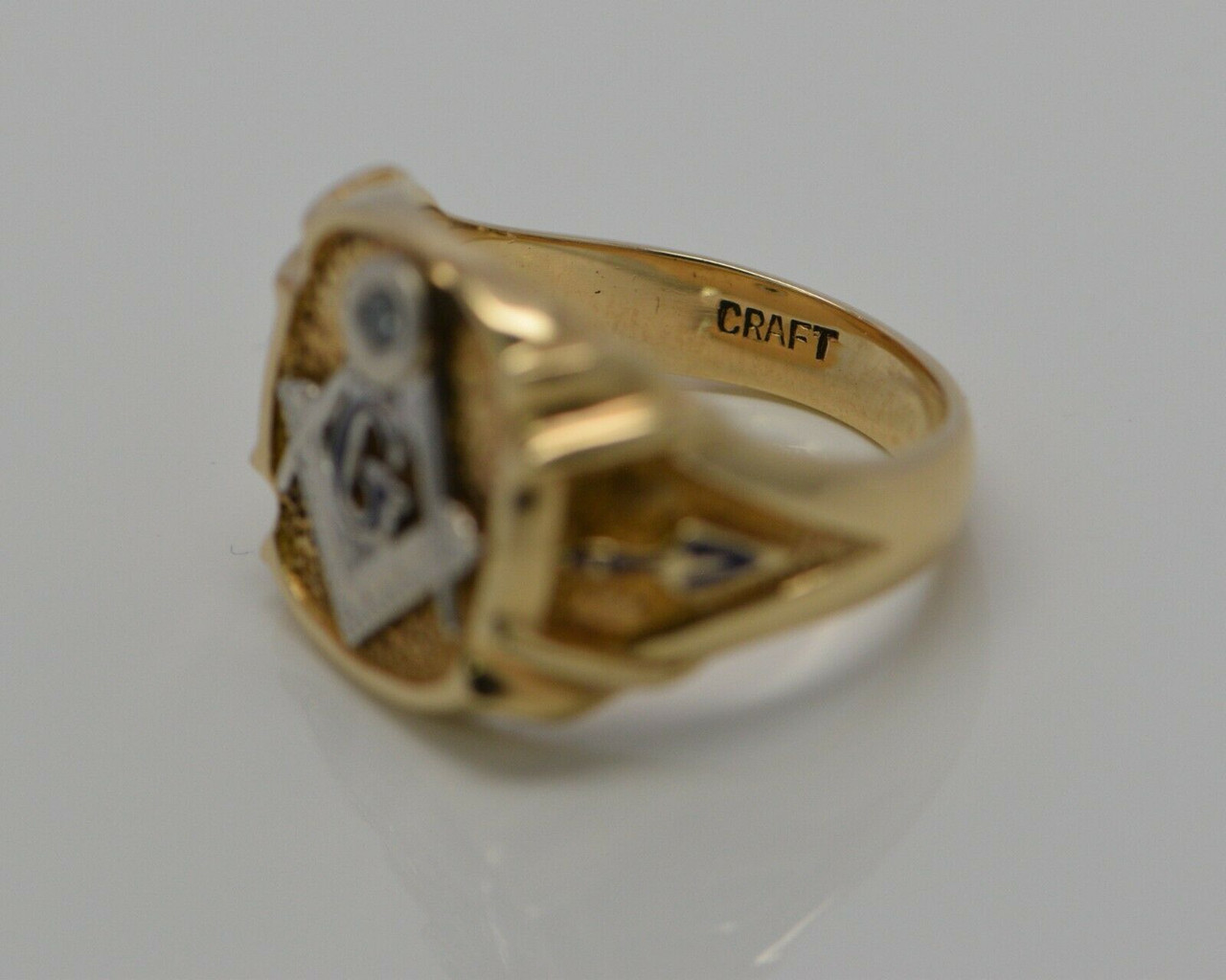 Men's Masonic 32nd Degree Diamond Two Tone 14k Yellow White Ring