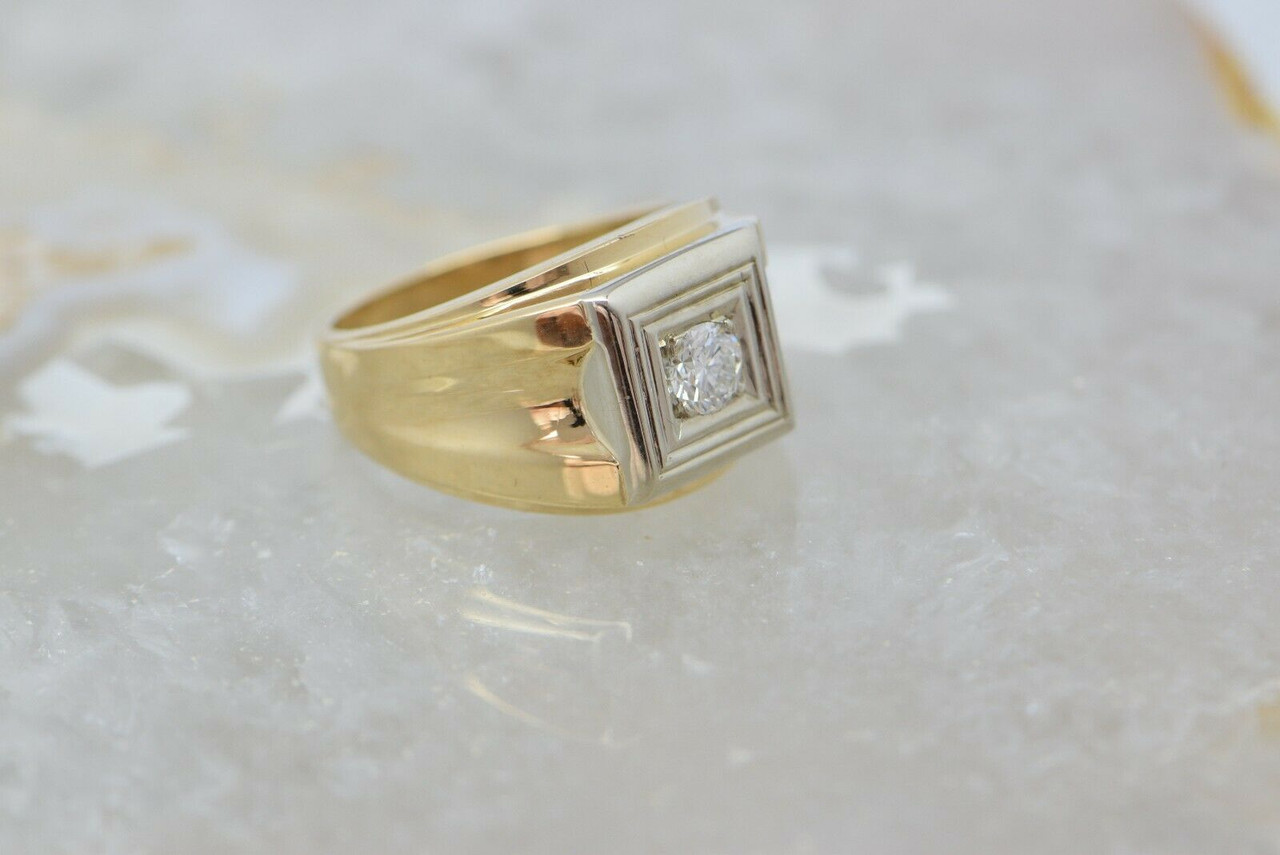 1950s Vintage Men's Gold and Diamond Ring