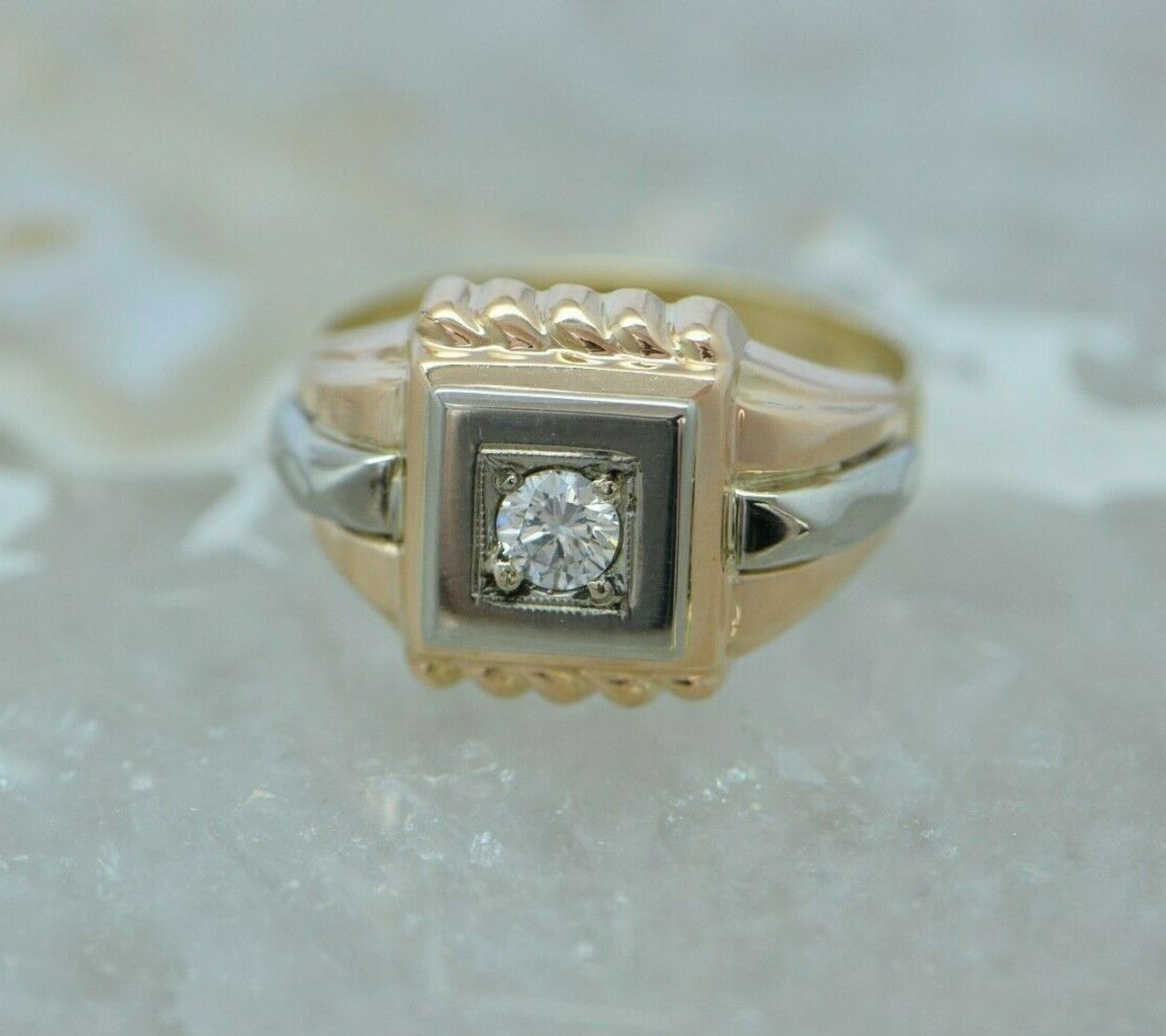 Men's Art Deco Multi-colored old Diamond Ring Circa 1940