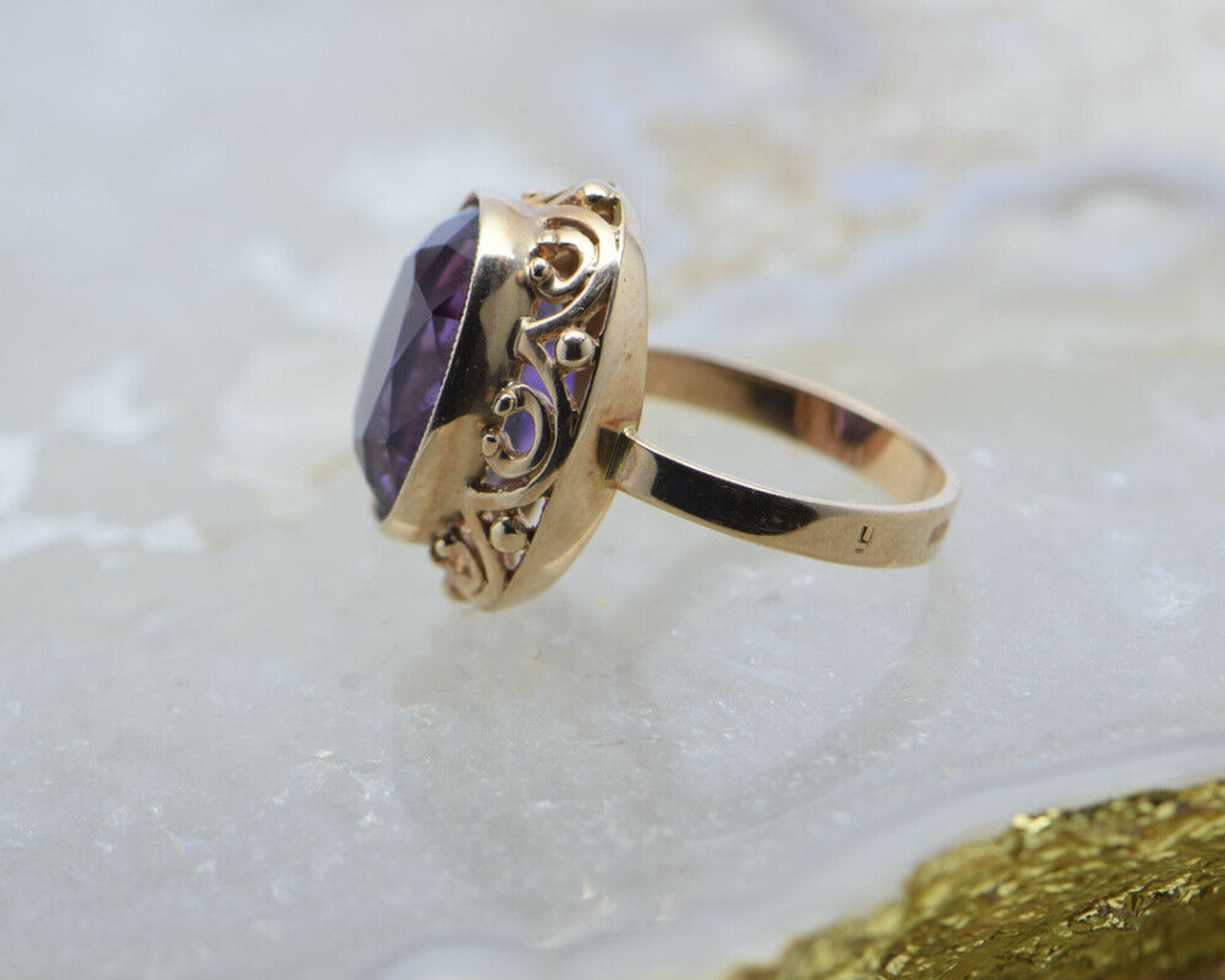 9ct Rose Gold Amethyst & Diamond Ring – Elysium Jewellers