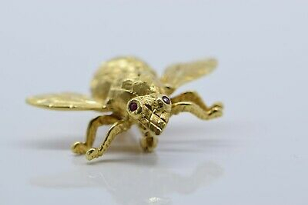 .60ct Diamond 18k Two Tone Gold Bee Brooch Pin
