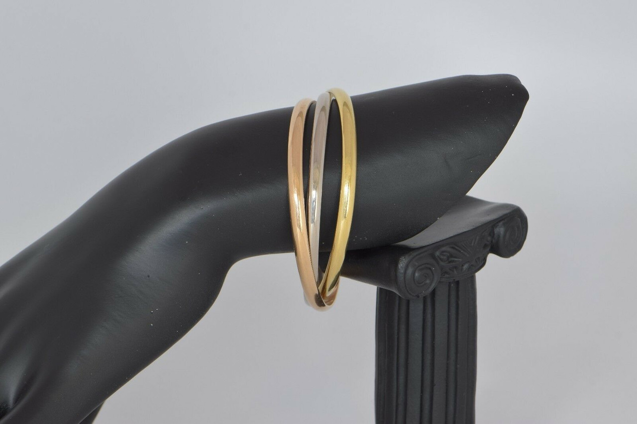 Cartier 18K Tricolor Gold Rolling Trinity Bangle Bracelet