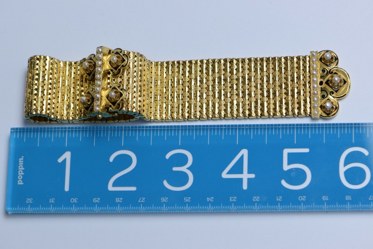 Vintage Gold Tone/Enamel Slide Bracelet