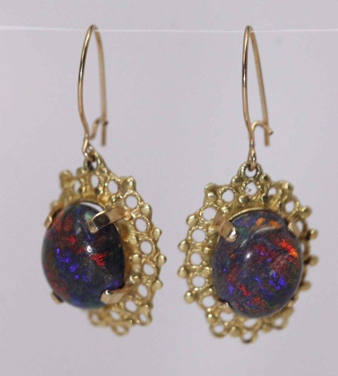 Ember Earrings - black opal earrings with black gemstone drops – Foamy Wader