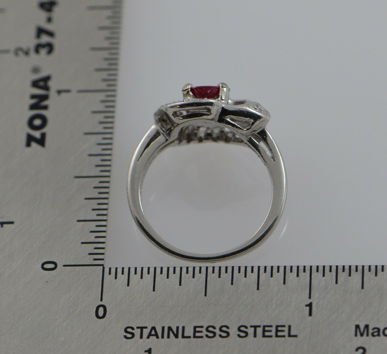 Unique 3 Stone Platinum Diamond and Ruby Engagement Ring 000101