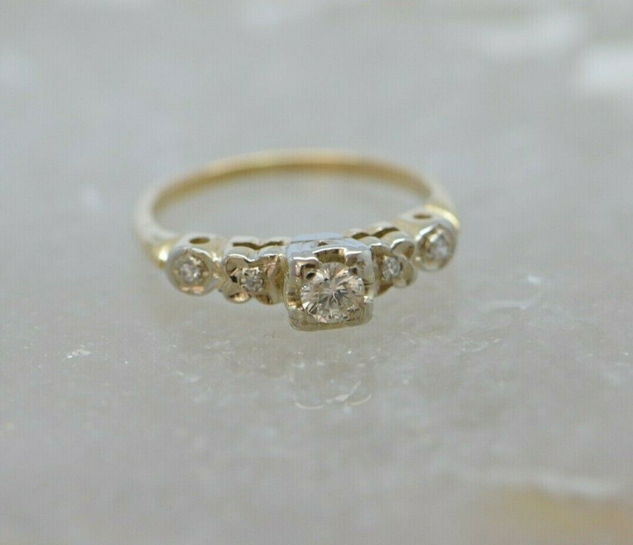 1940s Vintage Mens Diamond Wedding Ring 14K Yellow Gold .20ct