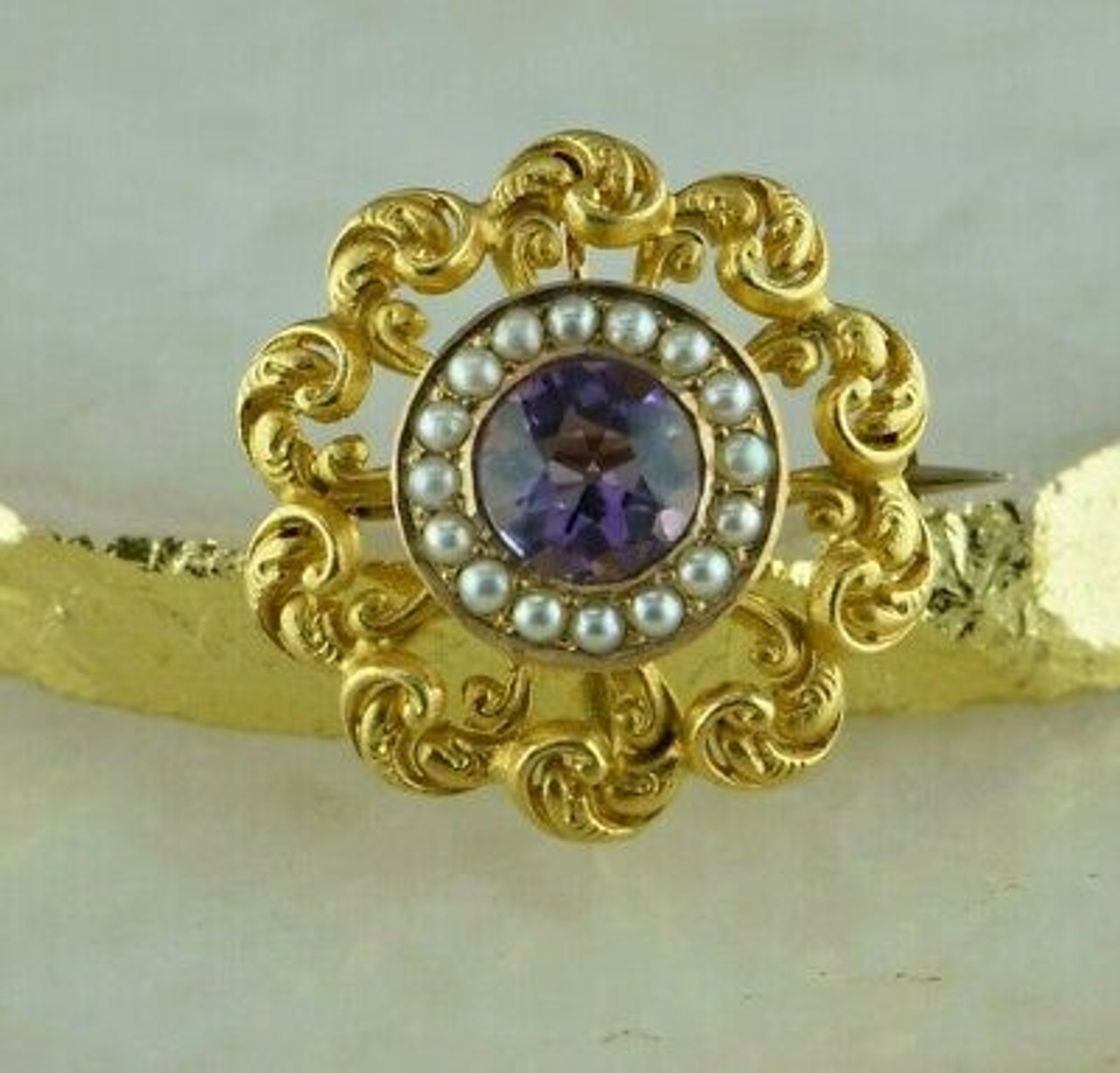 Edwardian Amethyst & Diamond Pin Pendant