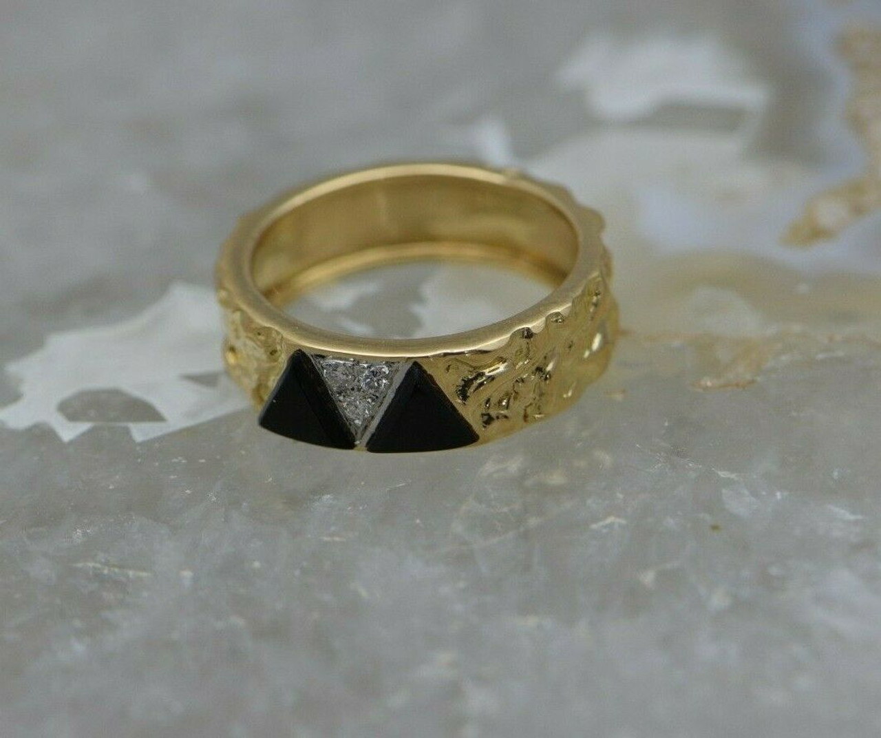 18K YG Van Cleef and Arpels Black Onyx and Diamond Ring