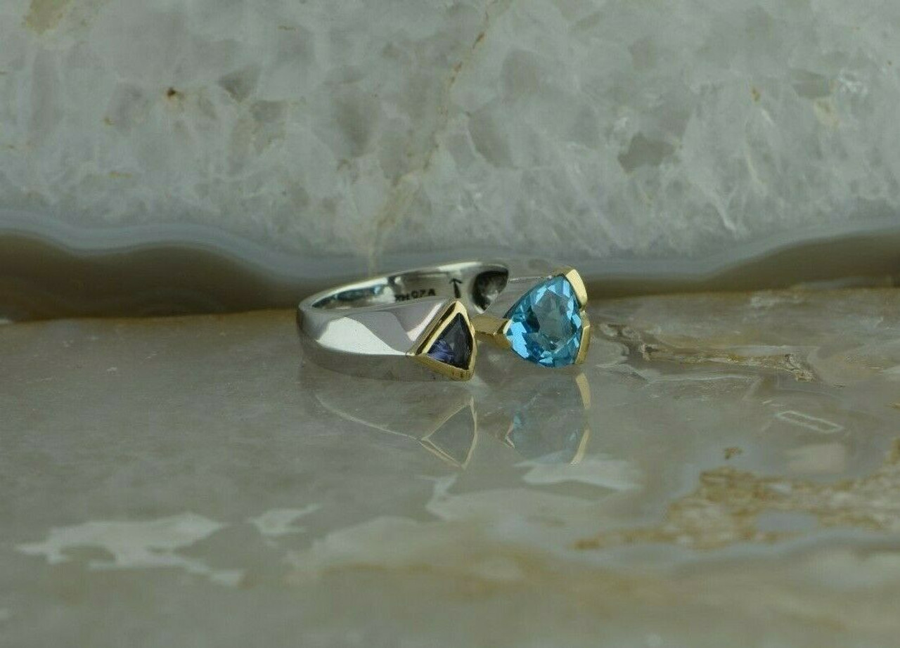 Blue topaz amethyst ring store