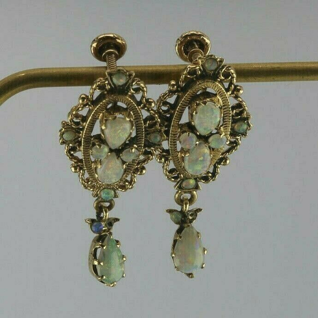 Shop Natural Opal Earrings in 14k White Gold Online | Chordia Jewels