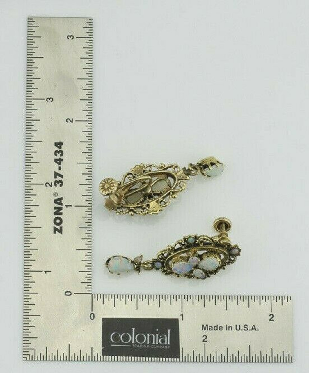 Antique Screw Back Earrings Gold Tone Flowers and Crystals Made in Western  Germany Late 1940's