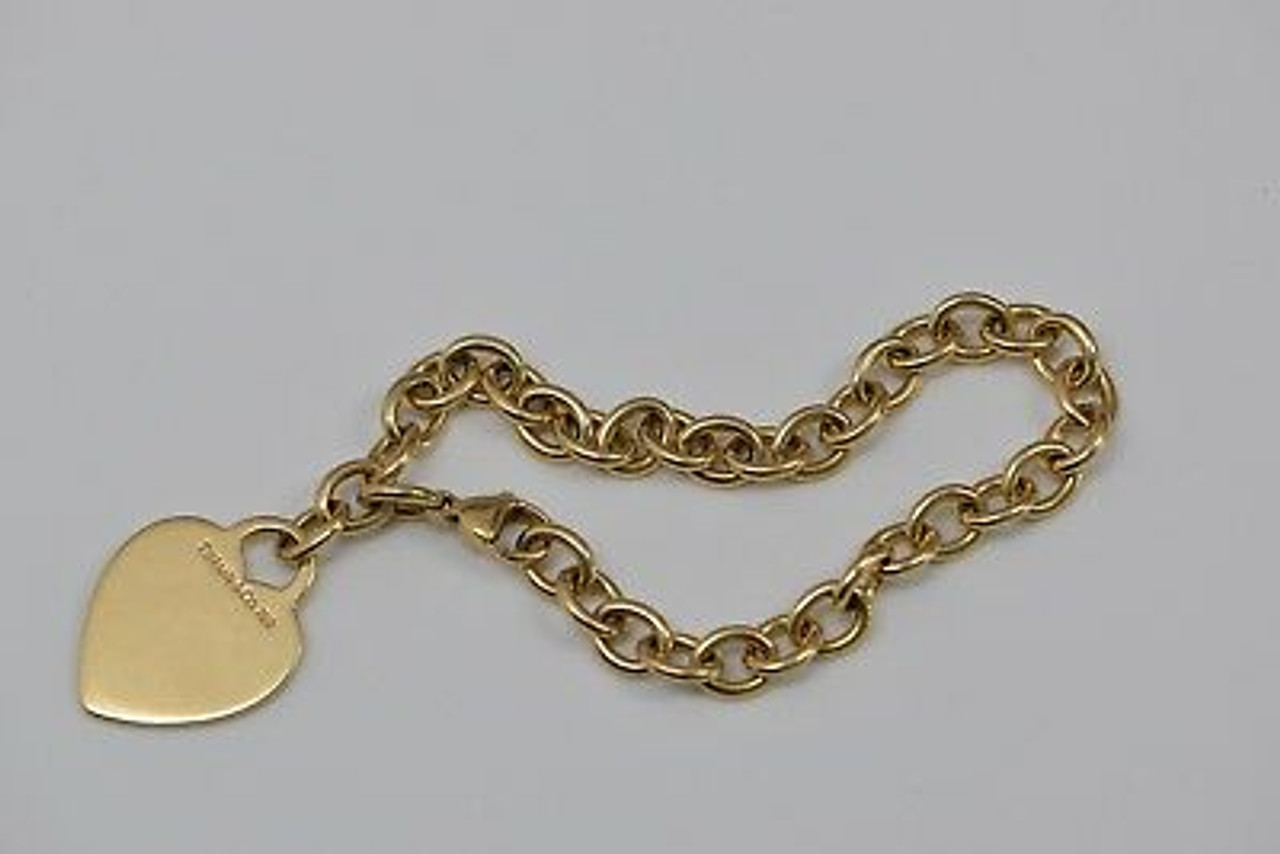 Tiffany & Co. 750 Heart Bracelet 7.50 Chain in 18k Yellow Gold - With