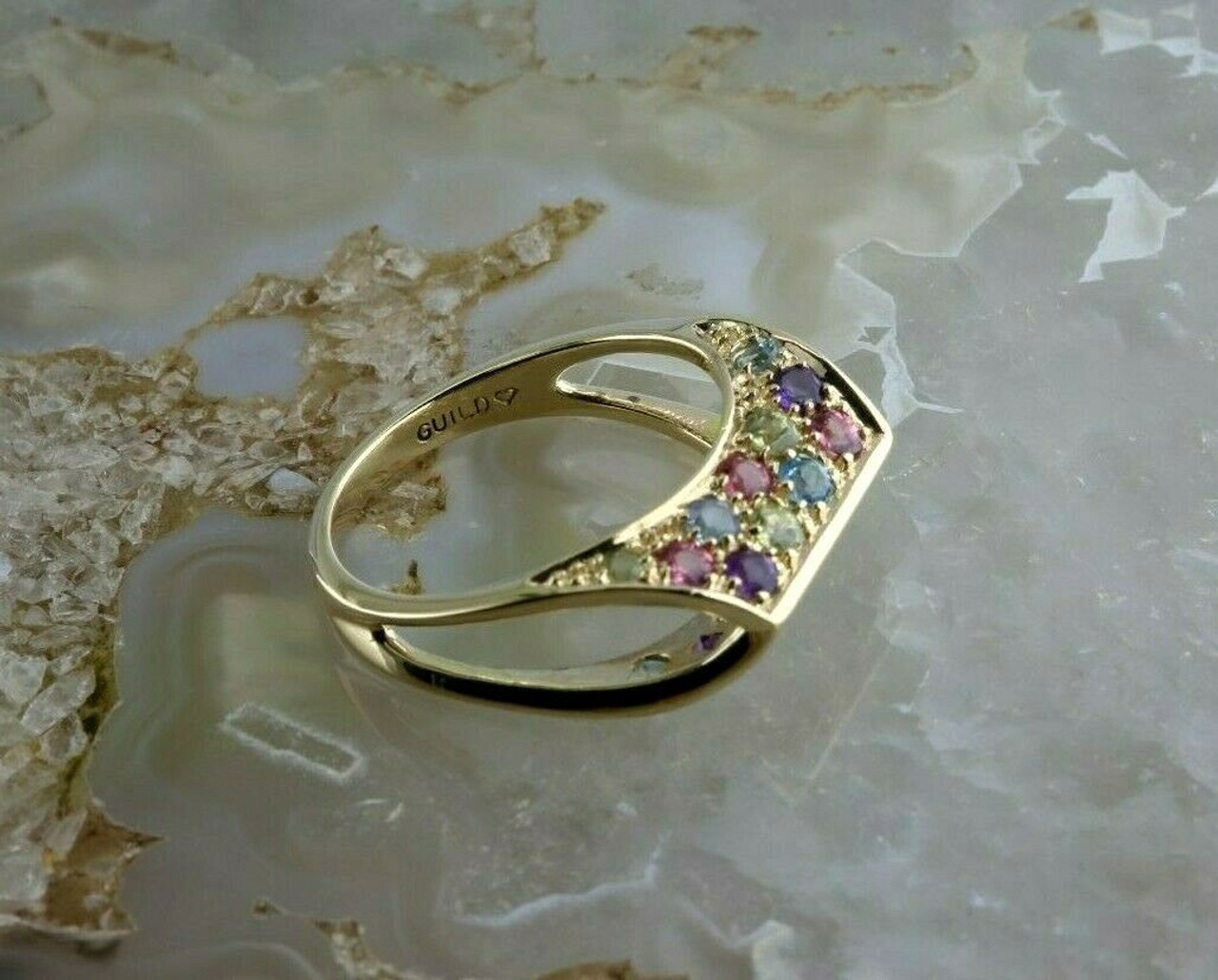 14Kt Yellow Gold Diamond & Green Semi-Precious Stone Ring Design by ANGELZ  at Pernia's Pop Up Shop 2024