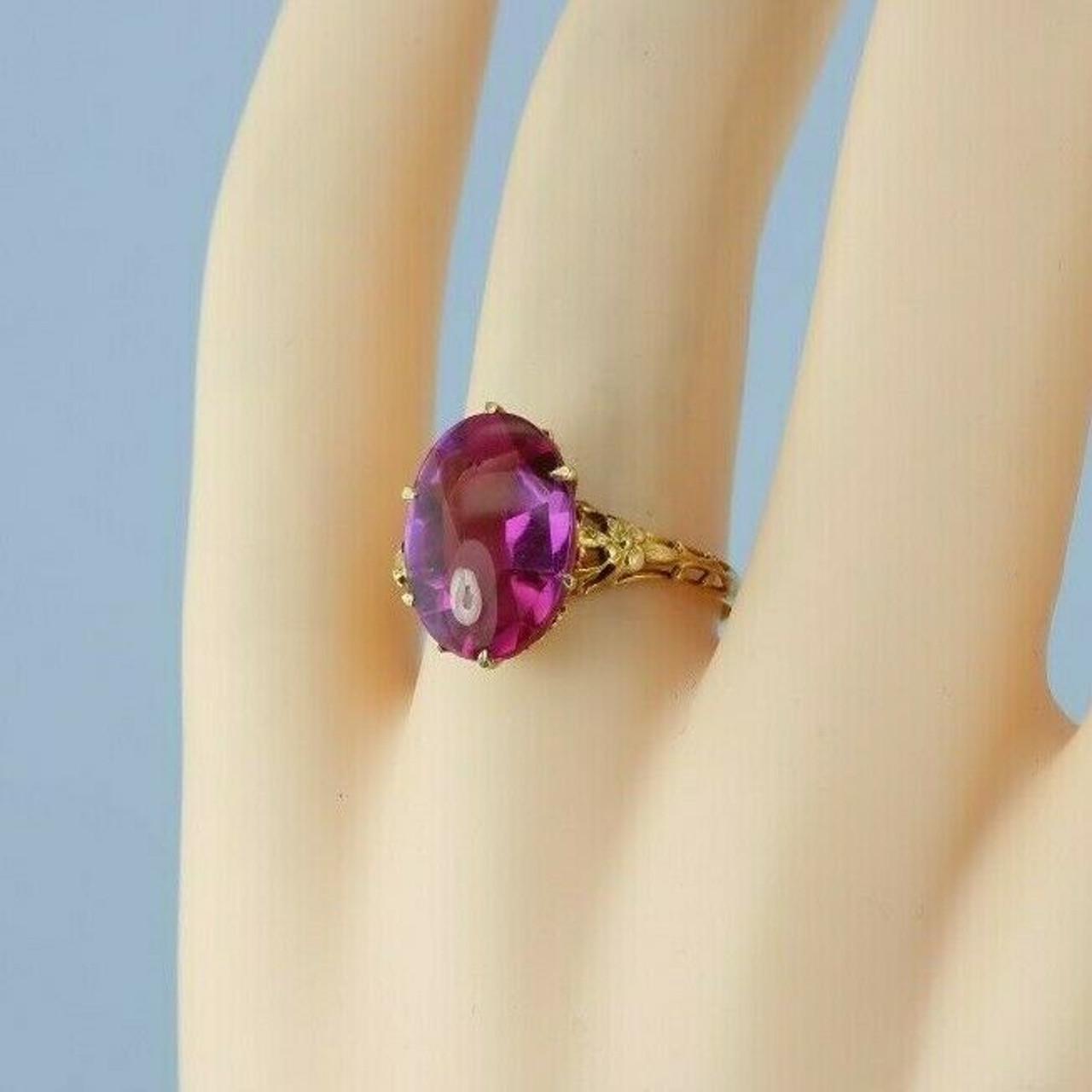 14k Yellow Gold Pink Ice Vintage Handcrafted Ring Rosé Antique