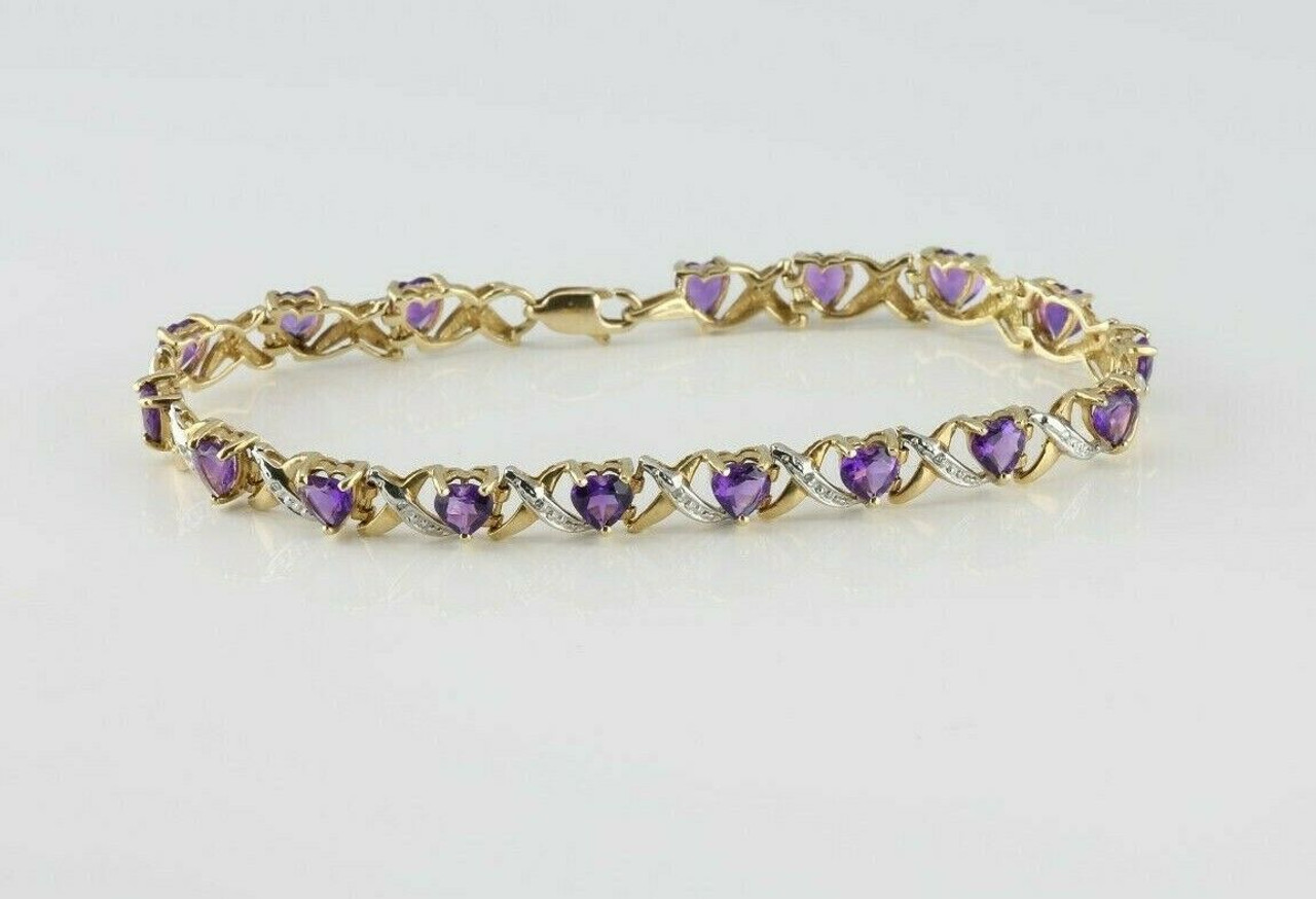 14KT YELLOW GOLD AMETHYST AND DIAMOND BRACELET – GDS