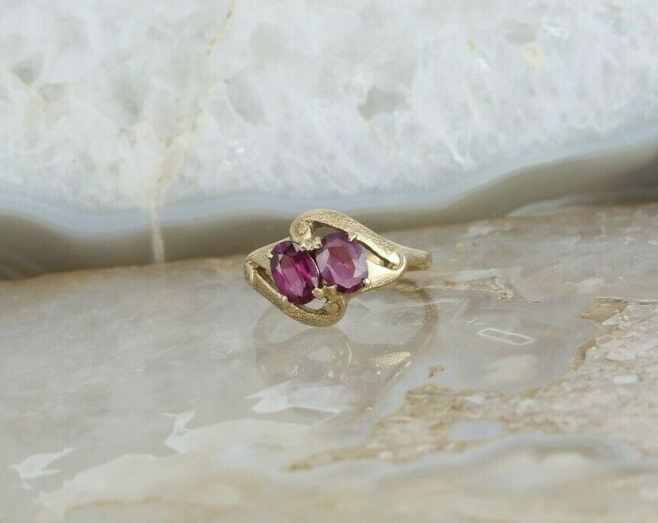 Vintage 10K Yellow Gold Tourmaline 2 Stone Ring Circa 1960 Ring Size 5.25