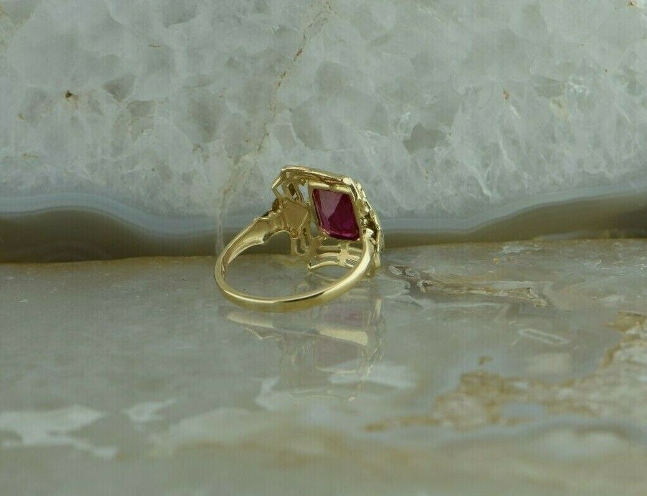 Vermeil 925 Sterling Silver Iced Red Ruby Green Emerald Ring – MIAMISILVER