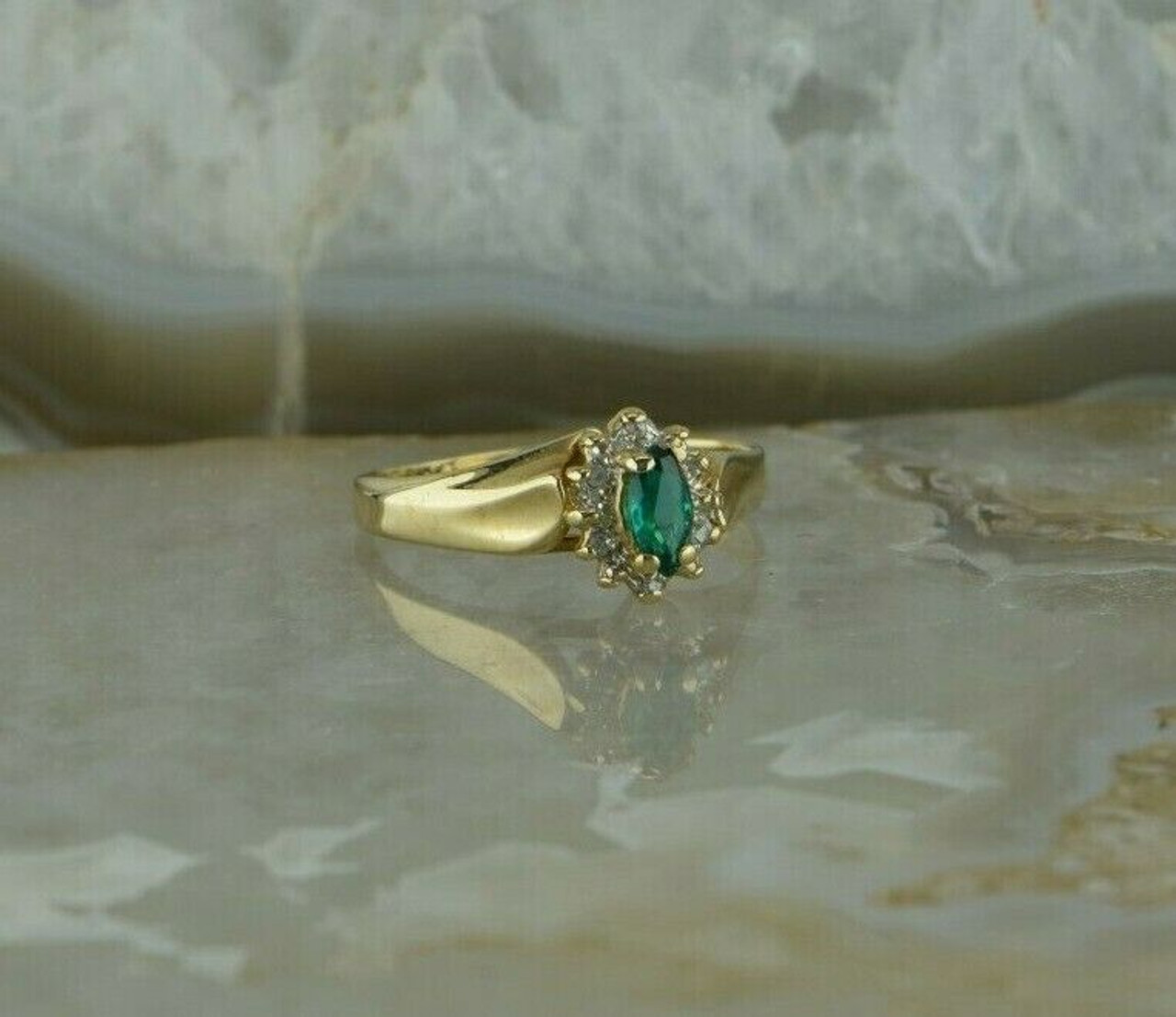 Amazon.com: Gin & Grace 10K Yellow Gold Natural Emerald Diamond (I1,I2) Ring  (Size 5) for Women Jewelry Gifts: Clothing, Shoes & Jewelry