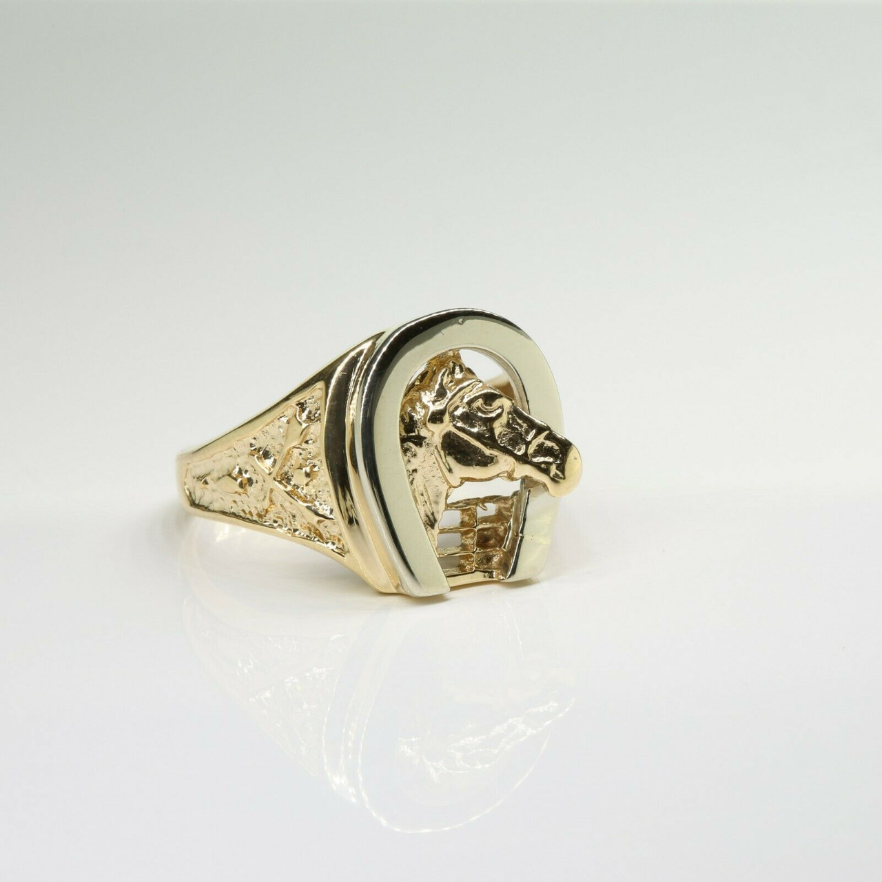 Vintage Diamond Horseshoe Ring 14 Karat Yellow Gold Sz 10.5 Men's - Ruby  Lane