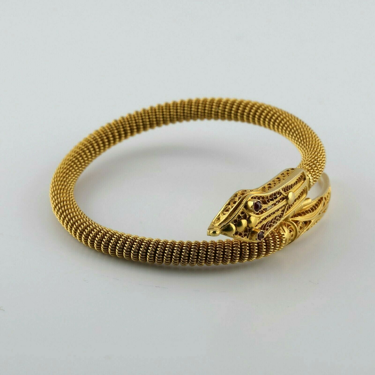 Exotic Egyptian Green Eye Pave Bangle Snake Bracelet Gold Silver Plate 