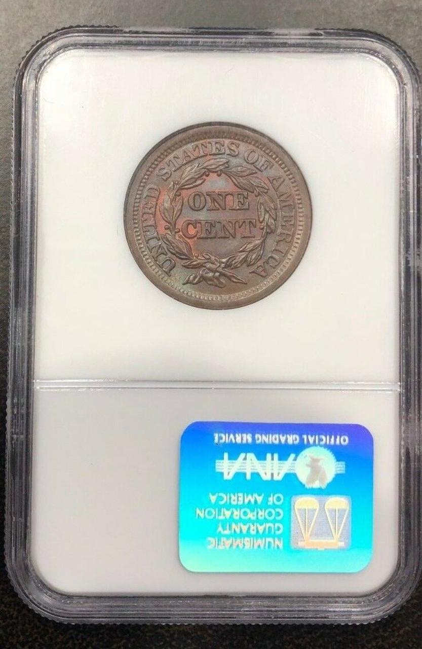 1854 Braided Hair Large Cent NGC MS-67 BN - Colonial Trading Company