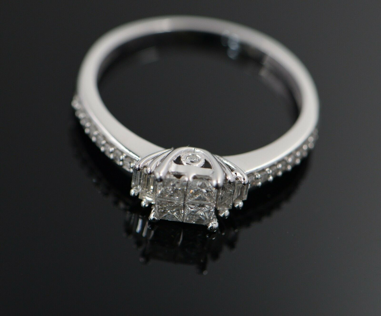 10K White Gold Princess Cut Diamond Engagement Ring, 1/2 ct. tw.