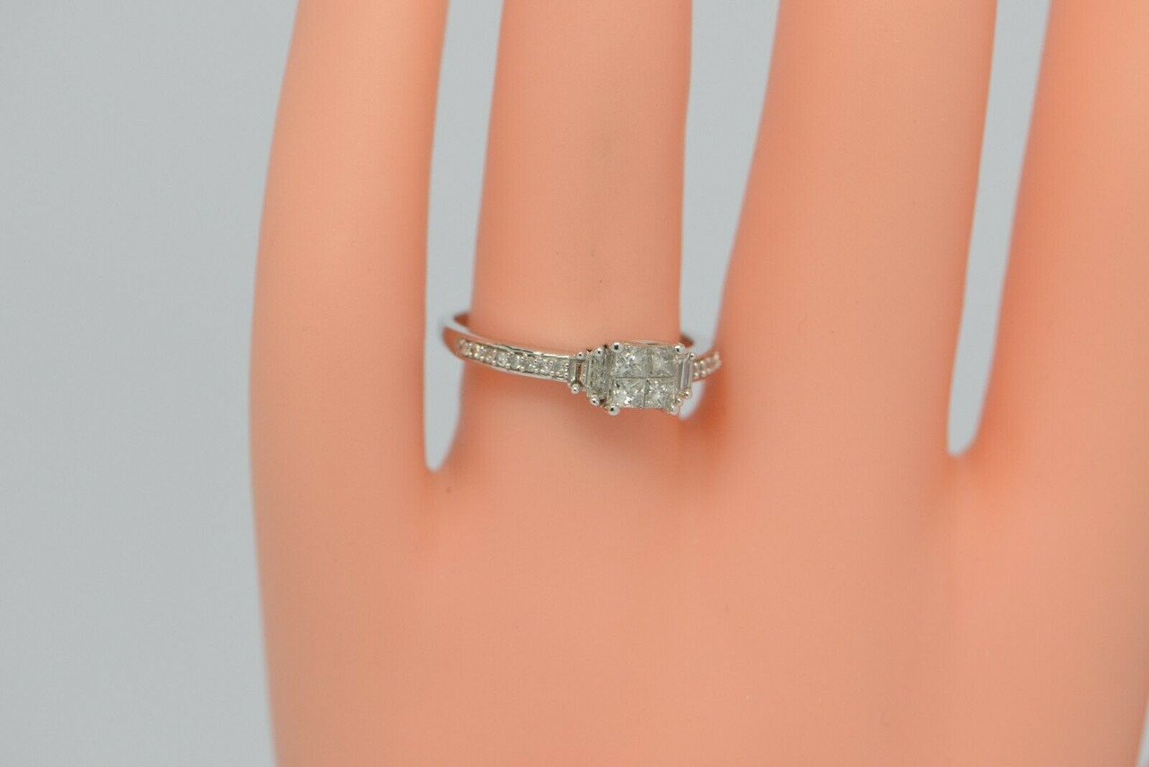 Diamond Anniversary Ring 1 ct tw Baguette-cut 10K White Gold