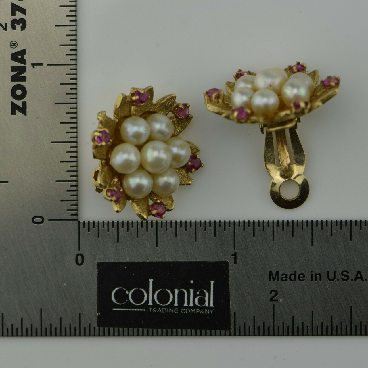 14K Yellow Gold Pearl Grape Cluster Screw Back Earrings