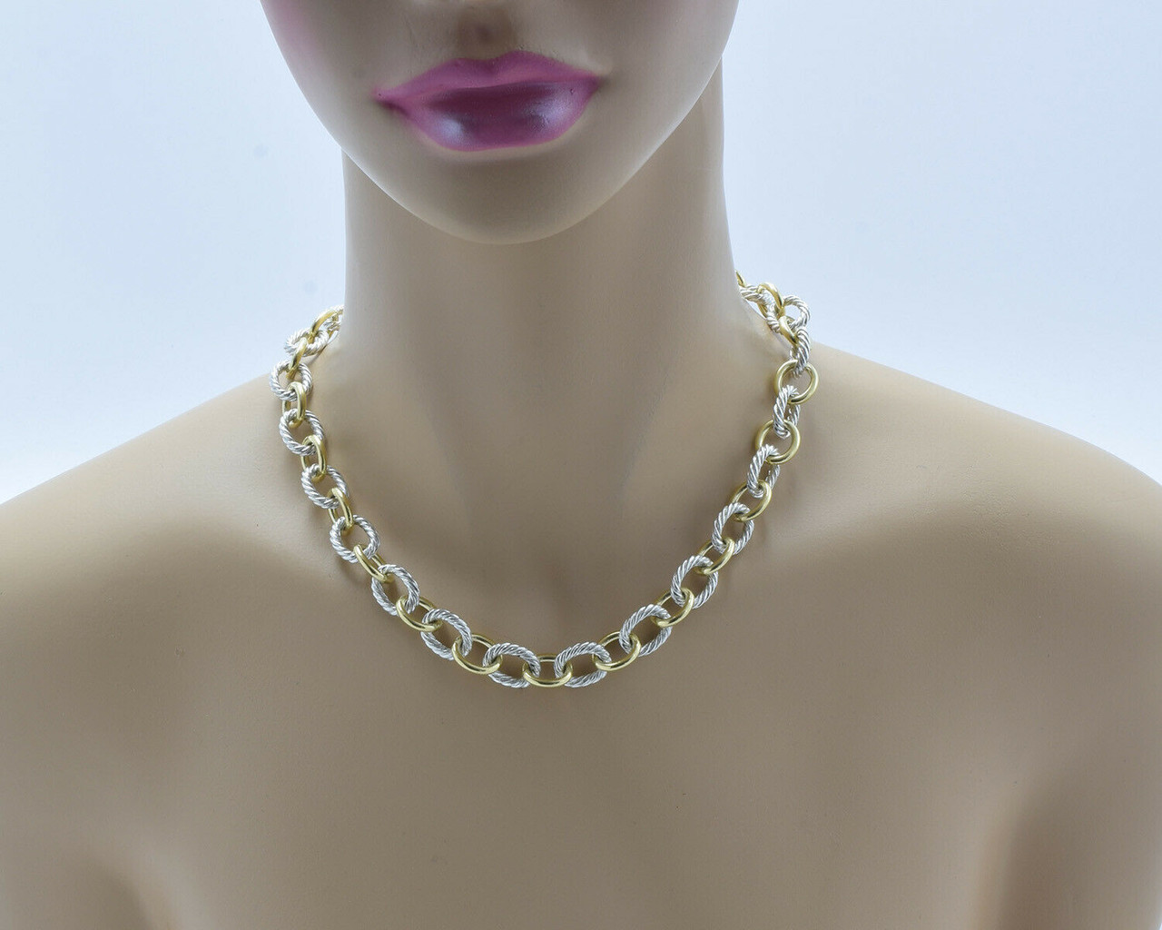 David Yurman 18-Karat Gold, Pearls, and Sterling Silver, Figaro Necklace |  Chairish