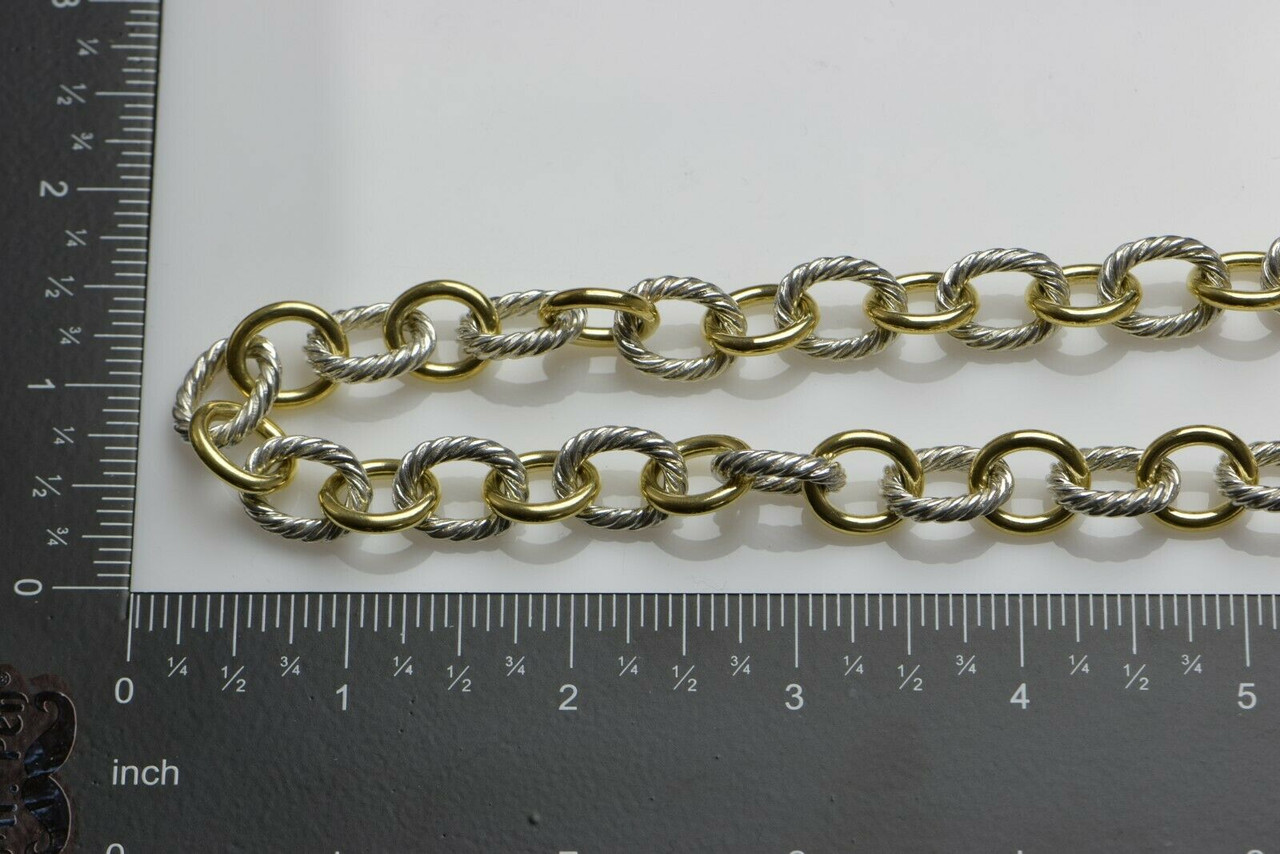 C. 2000 Vintage David Yurman Sterling Silver and 18kt Yellow Gold Link  Necklace | Ross-Simons