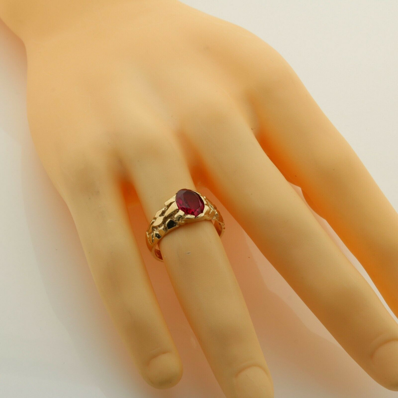 Dainty Ruby Engagement Ring Diamond Wedding Band In Yellow Gold 4mm Round  Cut Wedding Ring