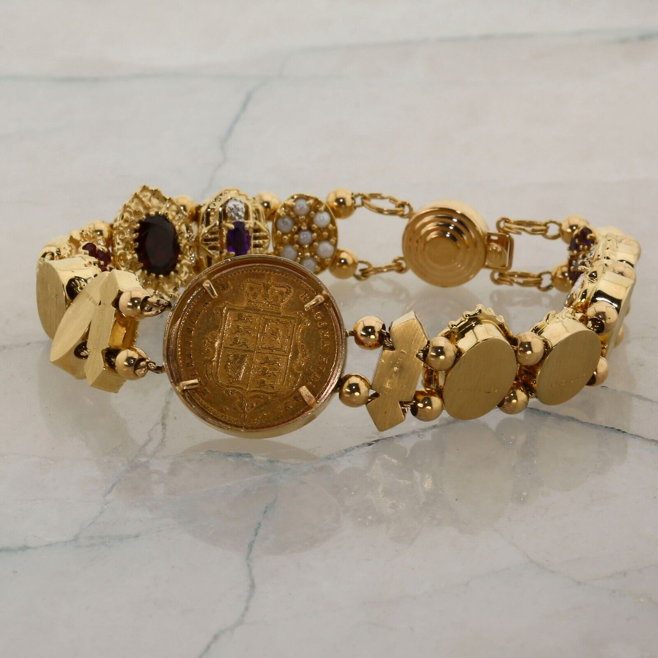 Italian Gold Euro Coin Charm Bracelet in 14k Gold Vermeil - Macy's