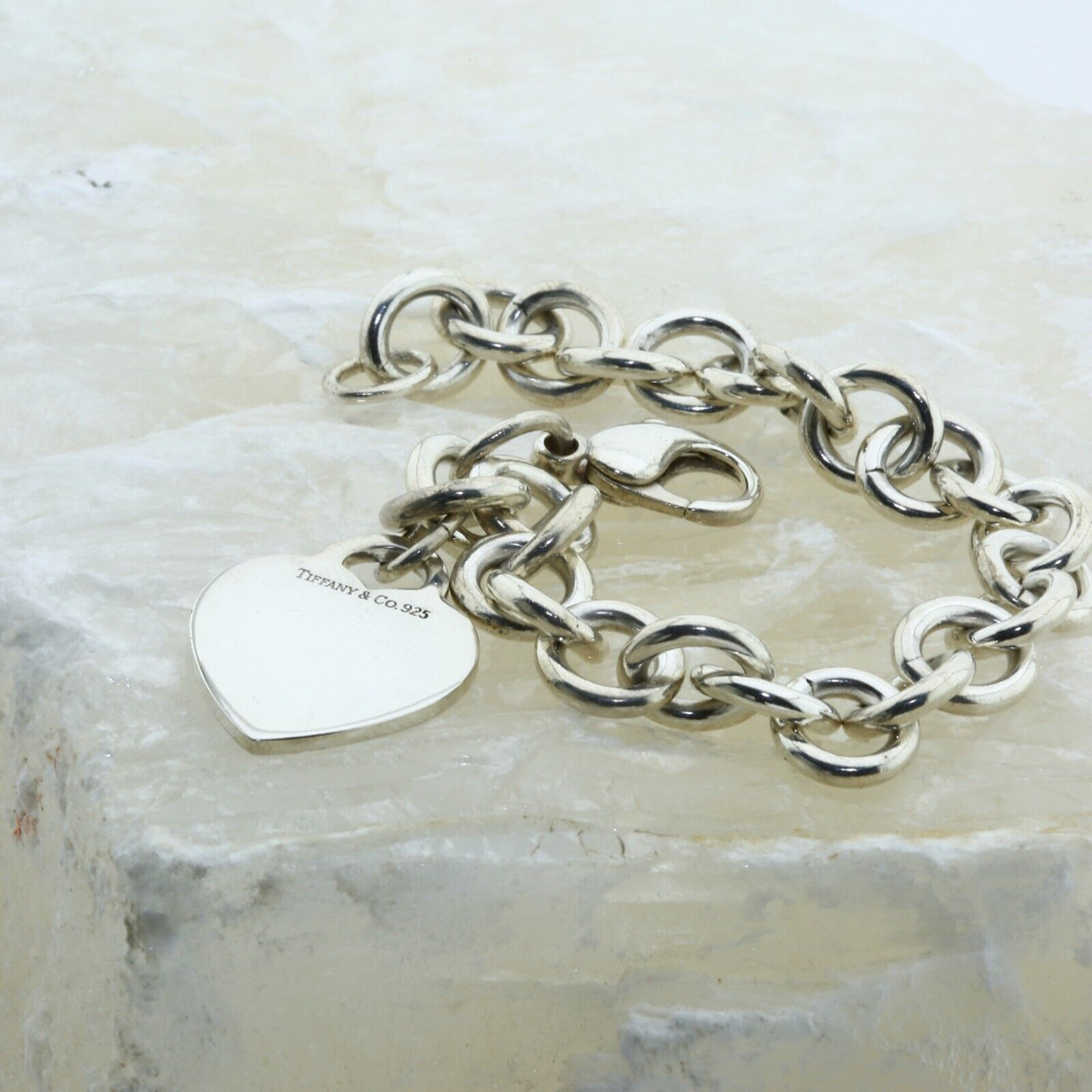 Retired Judith Ripka Country Link Sterling Silver Heart Charm Bracelet