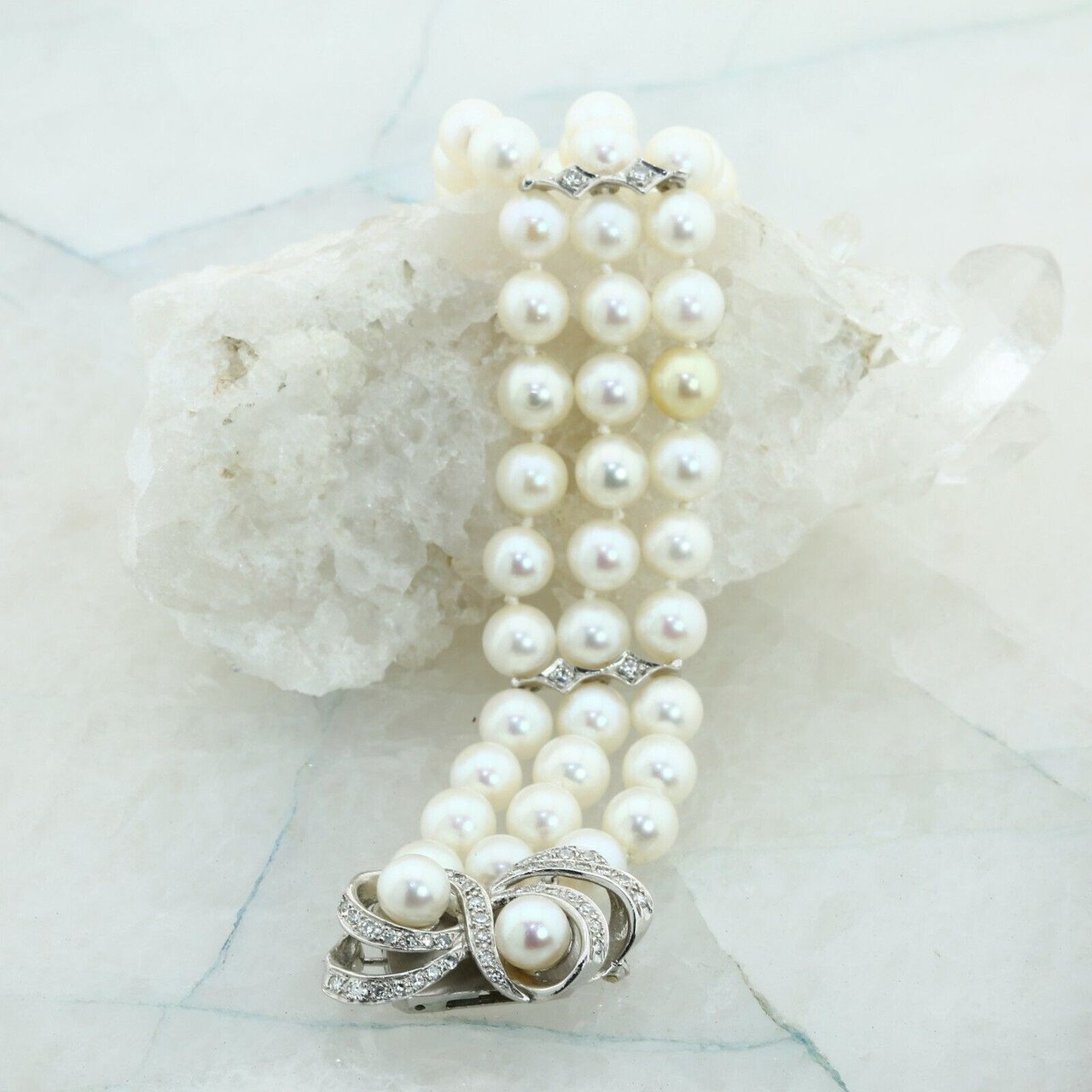 Vintage 14k GF Gold Filled 70's 3 Strand Pearl Wedding Bracelet 7.5” -  Ellis Antiques