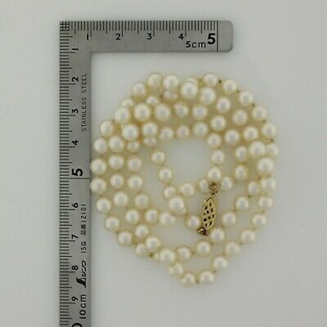 Mikimoto 5.5mm - 6mm A+ Yellow Gold Akoya Pearl Strand Necklace - 22