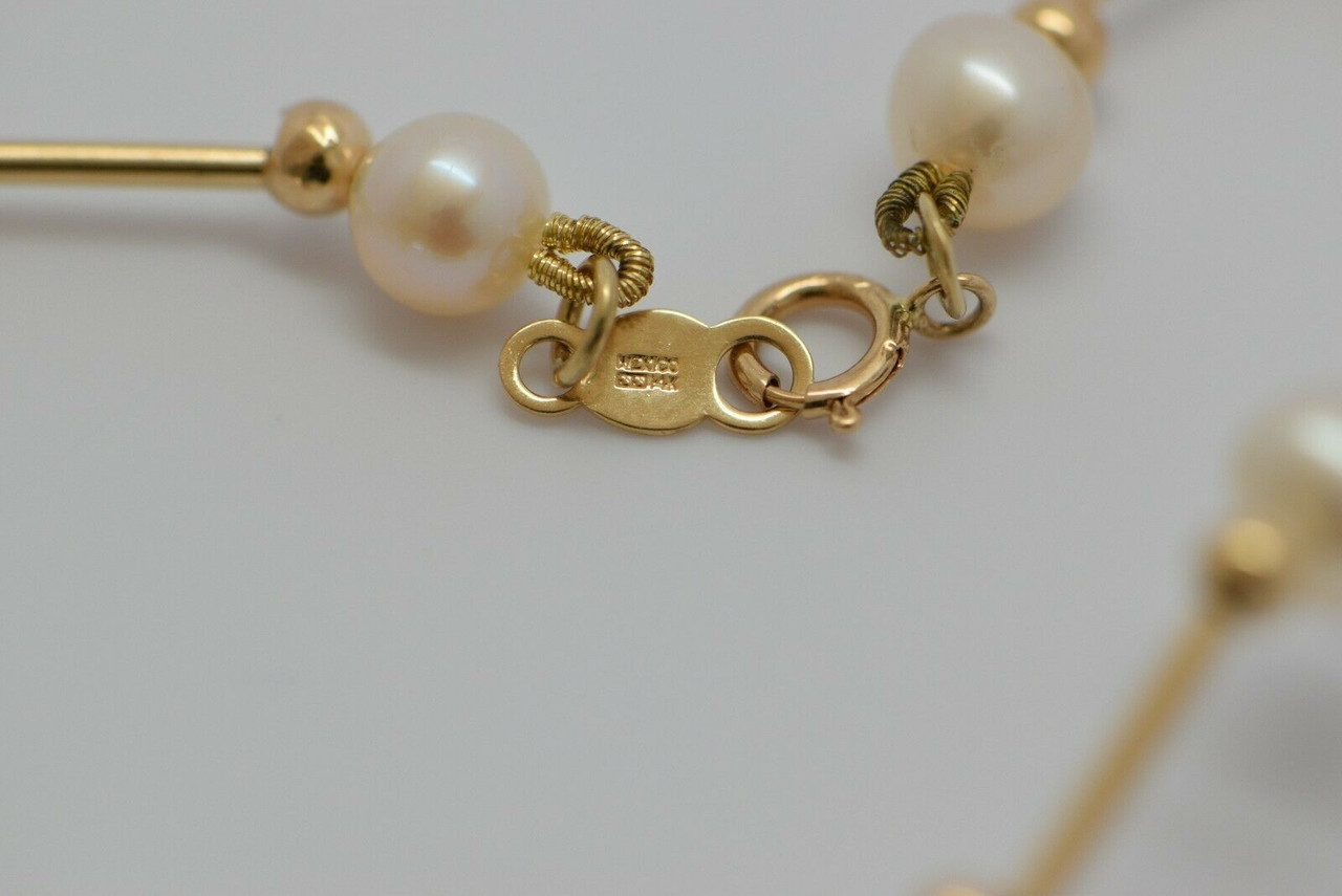 Pearl + Pavé Initial Bracelet 14K Yellow Gold / U