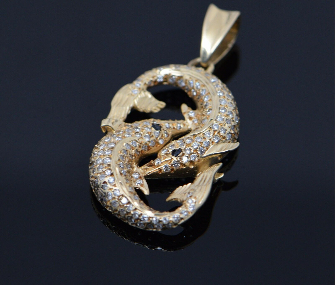 14k Yellow Gold Dolphins Pendant-