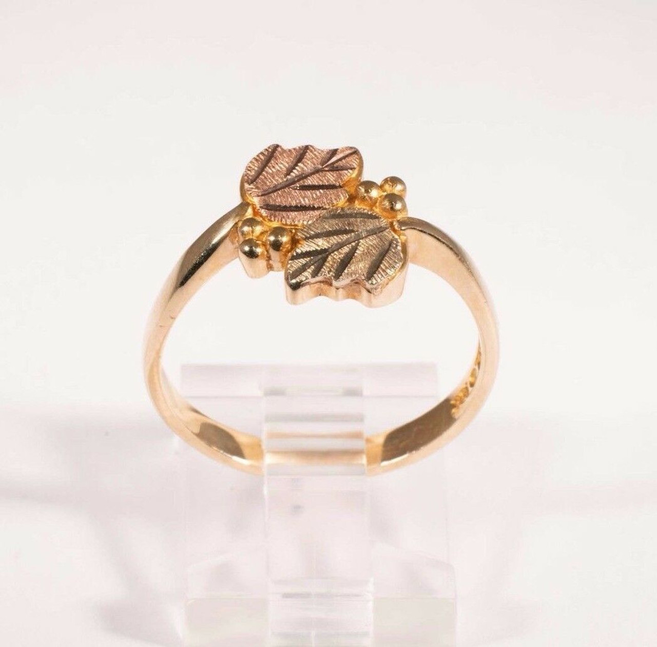 Vintage Black Hills Gold Ring 10k Size 7 LEAF - Ruby Lane