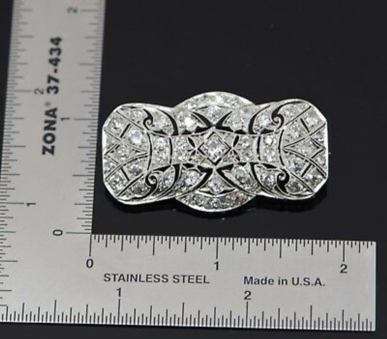 Vintage Art Deco Diamond Platinum Large Bow Brooch Pin Pendant