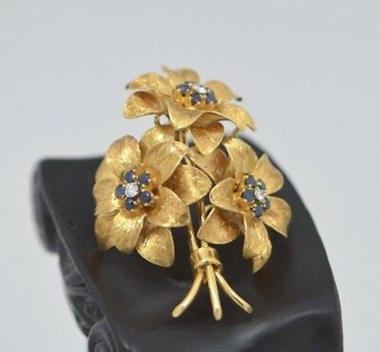 C. 1980 Vintage .36 ct. t.w. Diamond Flower Pin in 18kt Yellow Gold