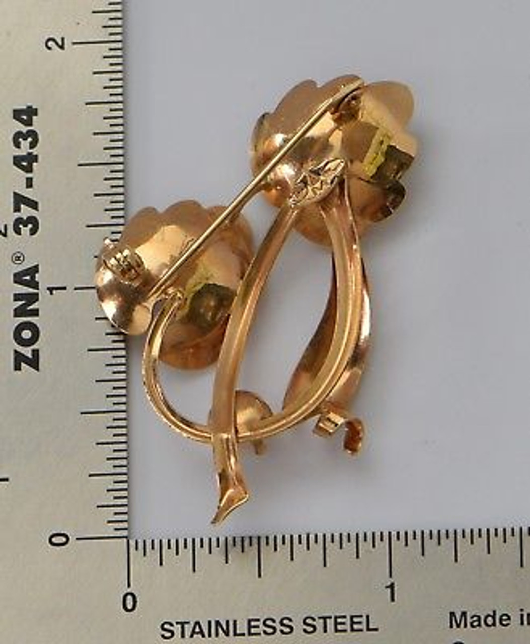 Jewelry, Vintage Brooch Brown Rhinestones Gold Floral Leaves