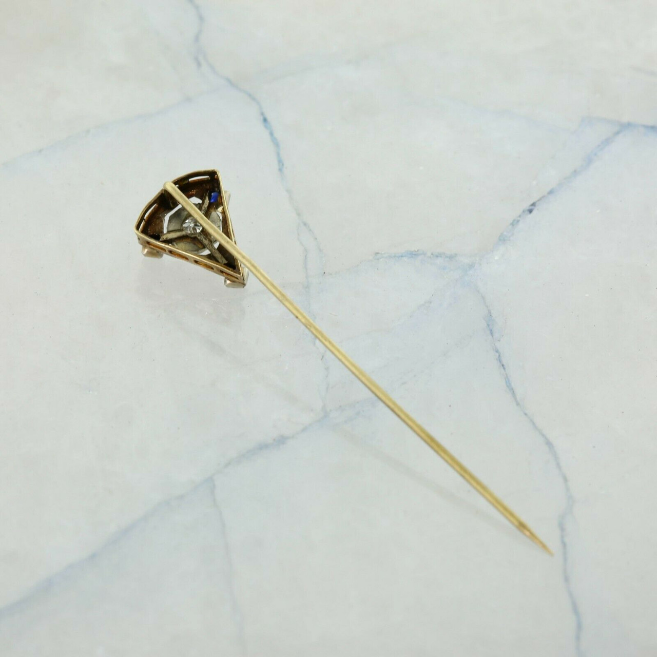 Diamond Lapel Pin in 14K Solid Gold, Diamond Stick Pin for Men