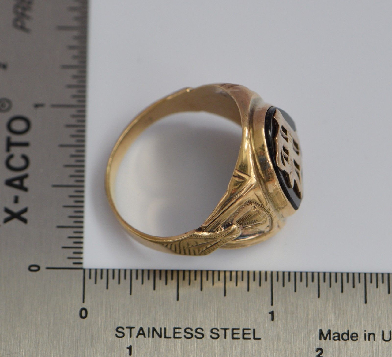 Mens Ring Gold Onyx Signet Ring Men Stainless Steel Band -  Denmark