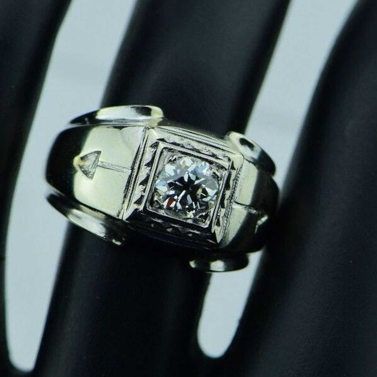 14K White Gold Mens Diamond Ring