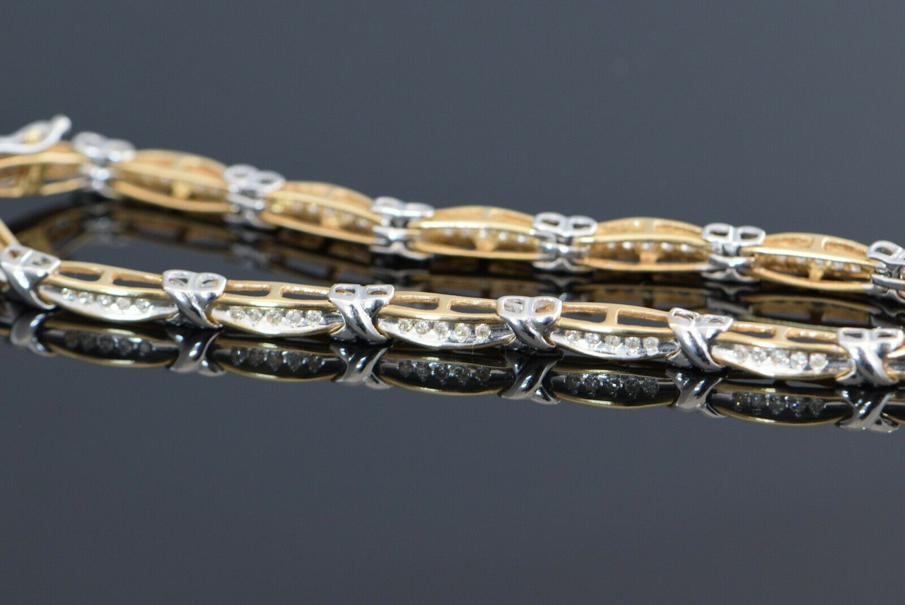 Victorian Enameled Diamond Bracelet 14K Yellow Gold