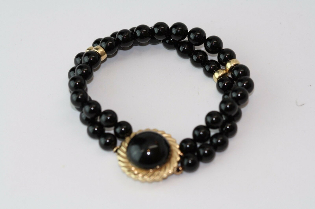 14k Gold Black Onyx Bracelet Seller Vintage