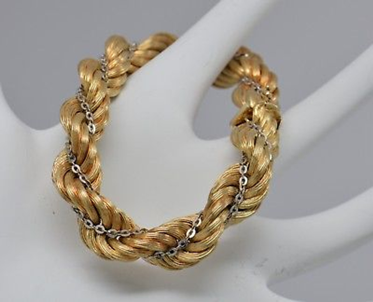 14K Yellow and White Gold Florentine Rope Bracelet - Colonial